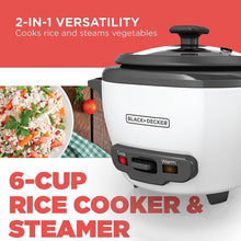 Load image into Gallery viewer, BLACK+DECKER 2-in-1 Rice Cooker &amp; Food Steamer - 6-Cup Capacity