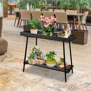 In/Outdoor 2 Tier Metal Plant Stand Bench