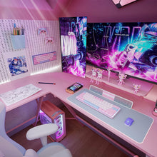 Load image into Gallery viewer, 51&quot; MOTPK Pink Gaming Desk with LED Lights, L Shaped