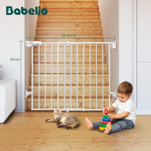 Load image into Gallery viewer, Babelio 26-43&quot; No Bottom Bar Baby Gate for Babies, Elders and Pets, 2-in-1 Hardware Mount Dog Gate for The House, Stairs and Doorways, Safety Pet Gates with Large Walk Thru Door, White