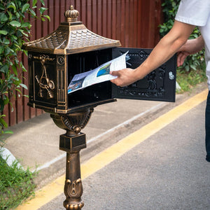 ZOTORUN Mailbox Rustproof Cast Aluminum Locking Security Post Mount, Large, Bronze