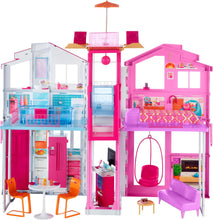 Load image into Gallery viewer, Barbie Doll House, 3-Story Townhouse with 4 Rooms &amp; Rooftop Lounge, Furniture &amp; Accessories Including Swinging Chair