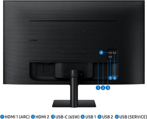 Samsung 32 Inch M7 Black Smart Monitor with Smart TV apps, 4k UHD, 4 ms Refresh Rate, USB-C, Multiple Ports, Gaming hub - (LS32DM702UNXGO) [Canada Version] (2024)