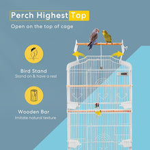 Load image into Gallery viewer, 64 Inch Bird Cage with Play Top and Rolling Stand for Parrots Conures Lovebird Cockatiel Parakeets White