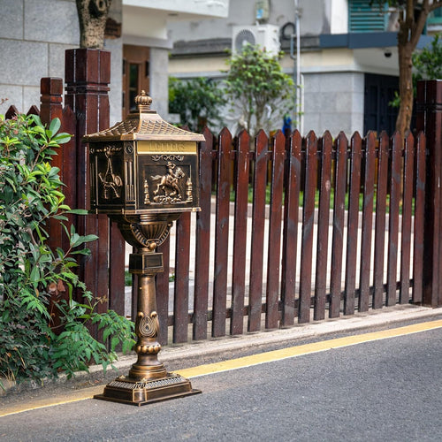 ZOTORUN Mailbox Rustproof Cast Aluminum Locking Security Post Mount, Large, Bronze