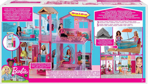 Barbie Doll House, 3-Story Townhouse with 4 Rooms & Rooftop Lounge, Furniture & Accessories Including Swinging Chair