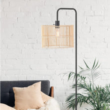 Load image into Gallery viewer, Barden 58&quot; Floor Lamp, Matte Black, Bamboo Shade, On/Off Rotary Switch on Socket