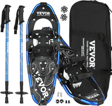 Load image into Gallery viewer, VEVOR 30 inch Light Weight Snowshoes for Women Men Youth Kids, Aluminum Alloy Frame Terrain Snow Shoes, Snowshoes Set with Trekking Poles and Carrying Tote Bag, Fully Adjustable Bindings, Blue