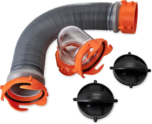 Camco 3-Foot Super Heavy-Duty Tote Tank Sewer Hose Kit | 18mil HTS Vinyl (39645), Black