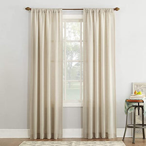 84"L Linen Blend Textured Sheer Rod Pocket Curtain Panels (Set of 2) - No. 918