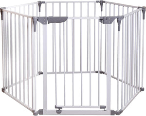 Royale Converta 3-in-1 Play Yard Baby Safety Gate - with 6 Modular Panels - Fits Opening with 151 inch Wide & 29 inch Tall - White