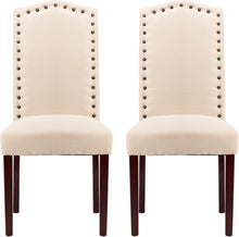 Load image into Gallery viewer, Contemporary Beige Fabric Dining Chairs Set of 2 with Arched Backrest