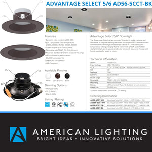Advantage 12 Pack Dimmable Downlights with 5-in-1 Selectable Color Temperatures Dark Bronze