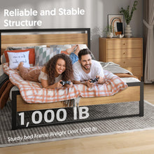 Load image into Gallery viewer, BONSOIR King Size Bed Frame Steady Steel Platform with Wood Headboard/Footboard (King Size)