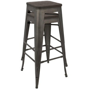 30" Oregon Industrial Stackable Barstools in Antique and Espresso - (Set of 2) By Lumisource.