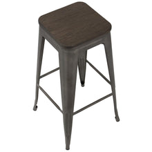 Load image into Gallery viewer, 30&quot; Oregon Industrial Stackable Barstools in Antique and Espresso - (Set of 2) By Lumisource.