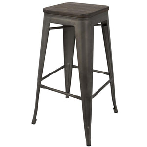 30" Oregon Industrial Stackable Barstools in Antique and Espresso - (Set of 2) By Lumisource.
