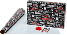 Load image into Gallery viewer, Christmas Wrapping Paper Kit with Gridlines, Bows and Gift Tags, Red, Black and White, Plaid, Reindeer and Snowflakes (41-Count, 120 sq. ft.)
