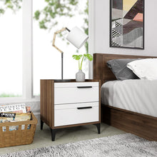Load image into Gallery viewer, Galano Laury Nightstand with 2 Drawer - Royal Walnut &amp; White