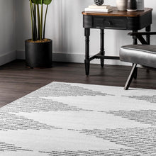 Load image into Gallery viewer, 8&#39; x 10&#39; White Diamond Pinstripes Washable Area Rug