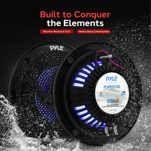 Pyle Marine Speakers - 5.25 Inch 2 Way Waterproof and Weather Resistant Outdoor Audio Stereo Sound System