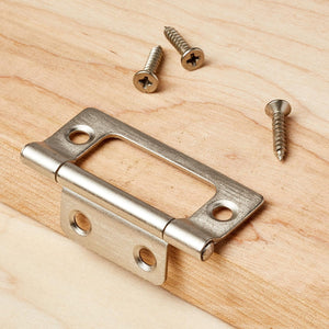 Amazon Basics Non-Mortise Hinges, 2" x 0.9", Satin Nickel, 10 Pack