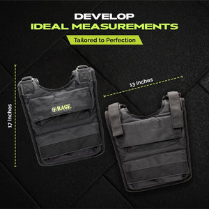 RAGE Fitness Adjustable Weighted Vest, Black, One Size (Weights not included)