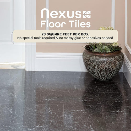 Achim Home Furnishings Nexus Vinyl Tile, Marble Black