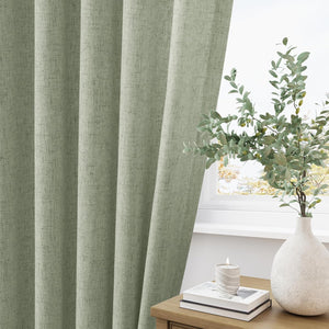Light Filtering Sage Green Pinch Pleated Linen Curtains 40x84 Inch each (Set of 2)