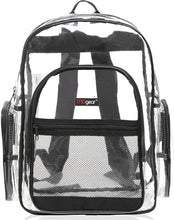 Load image into Gallery viewer, MGgear Clear Transparent PVC School Backpack/Outdoor Backpack with Black Trim