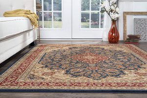 6' 7'' x 9' 6'' Kirsten Traditional Oriental Navy Rectangle Area Rug