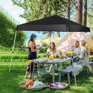 CAMPHILL 8x8 Pop up Canopy Tent,Portable Easy Up Slant Leg Canopy with Carrying Bag,Instant Commercial Shelter,UV Resistant Waterproof,for Outdoor Events,Patio,Backyard,Party,Camping,Black