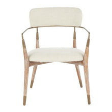 Load image into Gallery viewer, Savannah Contemporary Chairs (Set of 2) in White Washed Wood and Cream Noise Fabric with Copper Accent - by Lumisource.