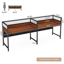 Load image into Gallery viewer, 94.5" Two-Person Office Desk, Long Computer Double Desk with Privacy Panel