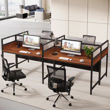Load image into Gallery viewer, 94.5" Two-Person Office Desk, Long Computer Double Desk with Privacy Panel