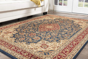 6' 7'' x 9' 6'' Kirsten Traditional Oriental Navy Rectangle Area Rug