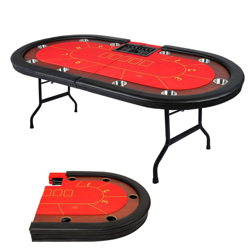 ACEM 84'' 10 - Player Red Foldable Poker Table