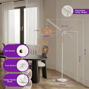 Aarzo 68" Rattan Arched/Arc Floor Lamp