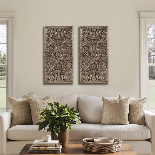 Abequa Carved Wood 2-piece Wall Art Set (Set of 2)