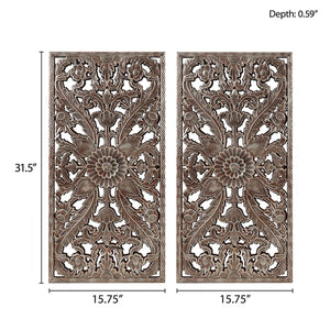 Abequa Carved Wood 2-piece Wall Art Set (Set of 2)