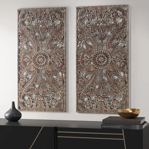 Abequa Carved Wood 2-piece Wall Art Set (Set of 2)