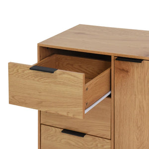Sideboard Buffet Cabinet with Storage, Wood Coffee Bar Cabinet with 3 Drawers & Doors - Natural-31.5" W