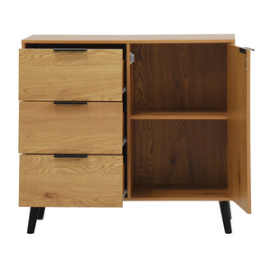 Sideboard Buffet Cabinet with Storage, Wood Coffee Bar Cabinet with 3 Drawers & Doors - Natural-31.5" W