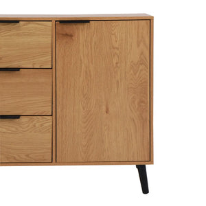 Sideboard Buffet Cabinet with Storage, Wood Coffee Bar Cabinet with 3 Drawers & Doors - Natural-31.5" W