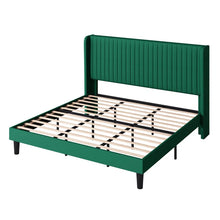 Load image into Gallery viewer, Upholstered Wingback Platform Bed, Queen / Green