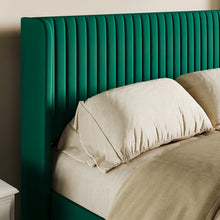 Load image into Gallery viewer, Upholstered Wingback Platform Bed, Queen / Green