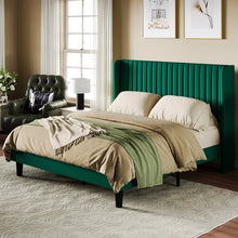 Load image into Gallery viewer, Upholstered Wingback Platform Bed, Queen / Green