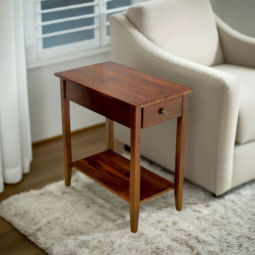Aiydan Solid Wood End Table with Storage, Mahogany