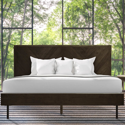 Alander King Size Solid Wood Bed Frame with Headboard Platform Bed 800lbs Capacity, No Box Spring Needed, Quick & Easy Assembly