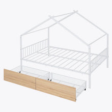Load image into Gallery viewer, 77” Alazia Metal House Bed with Two Drawers, White